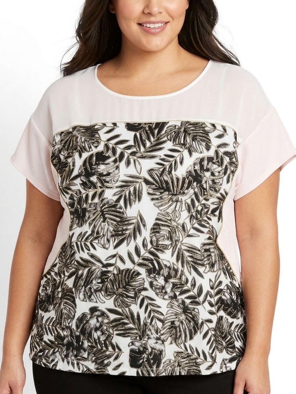 Plus Size Top 26/28 White Tropical Boho Resort Chic Structured Statement